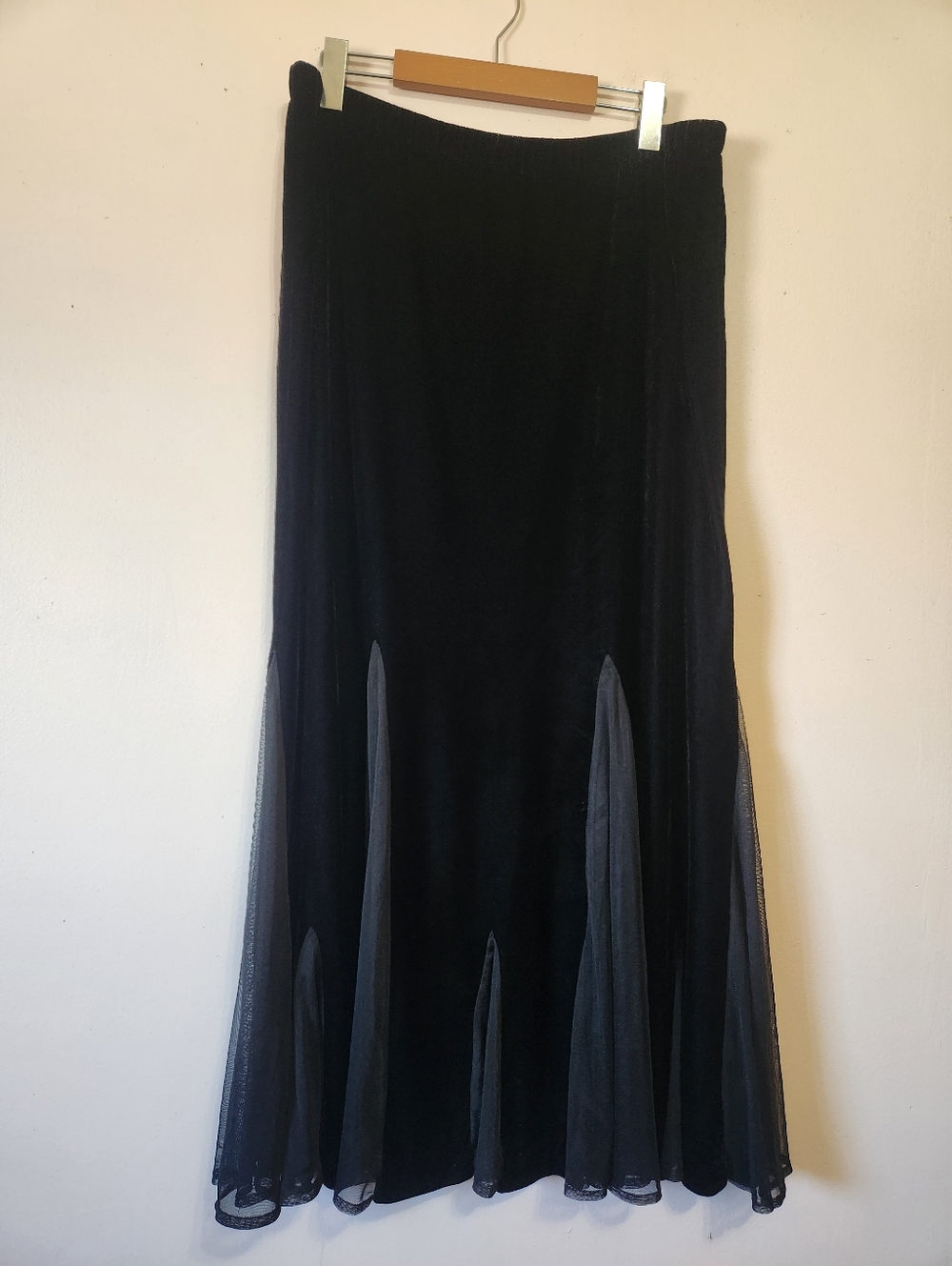 Addition Elle Vintage Y2K Whimsigoth Mesh Godet Mermaid Maxi Skirt Black 14